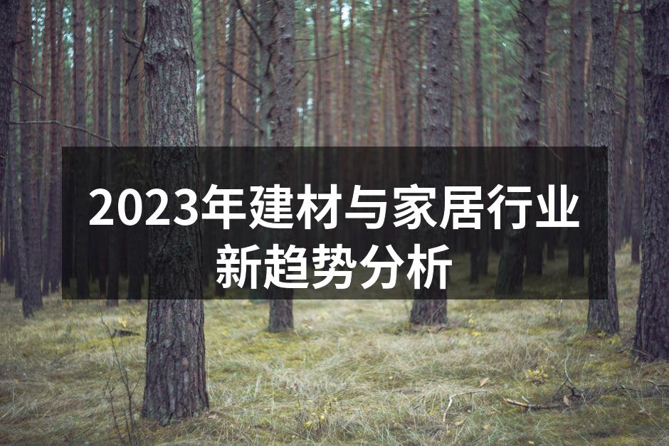 2023年建材与家居行业新趋势分析